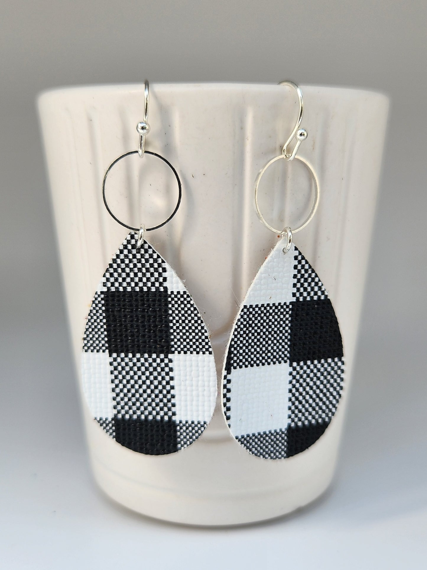 Plaid Leather Small Teardrop