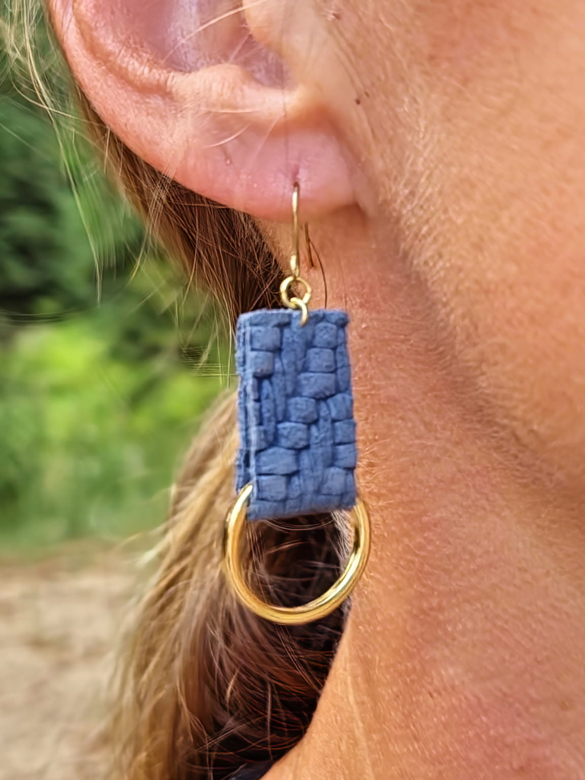 Denim Blue Leather Hoop Wrap