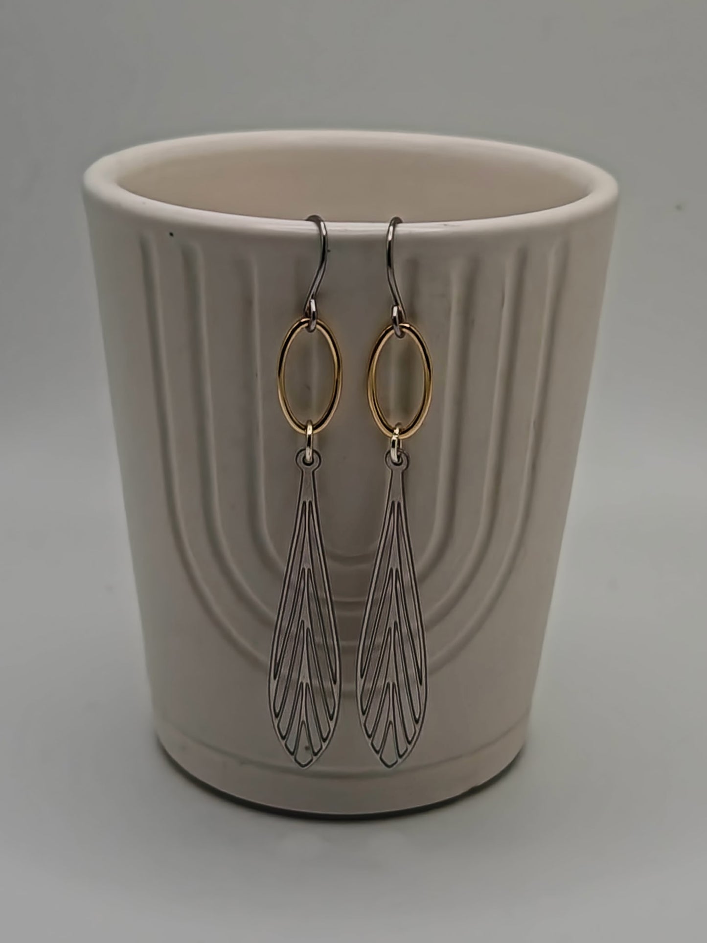 Mixed Metal Art Deco Earrings