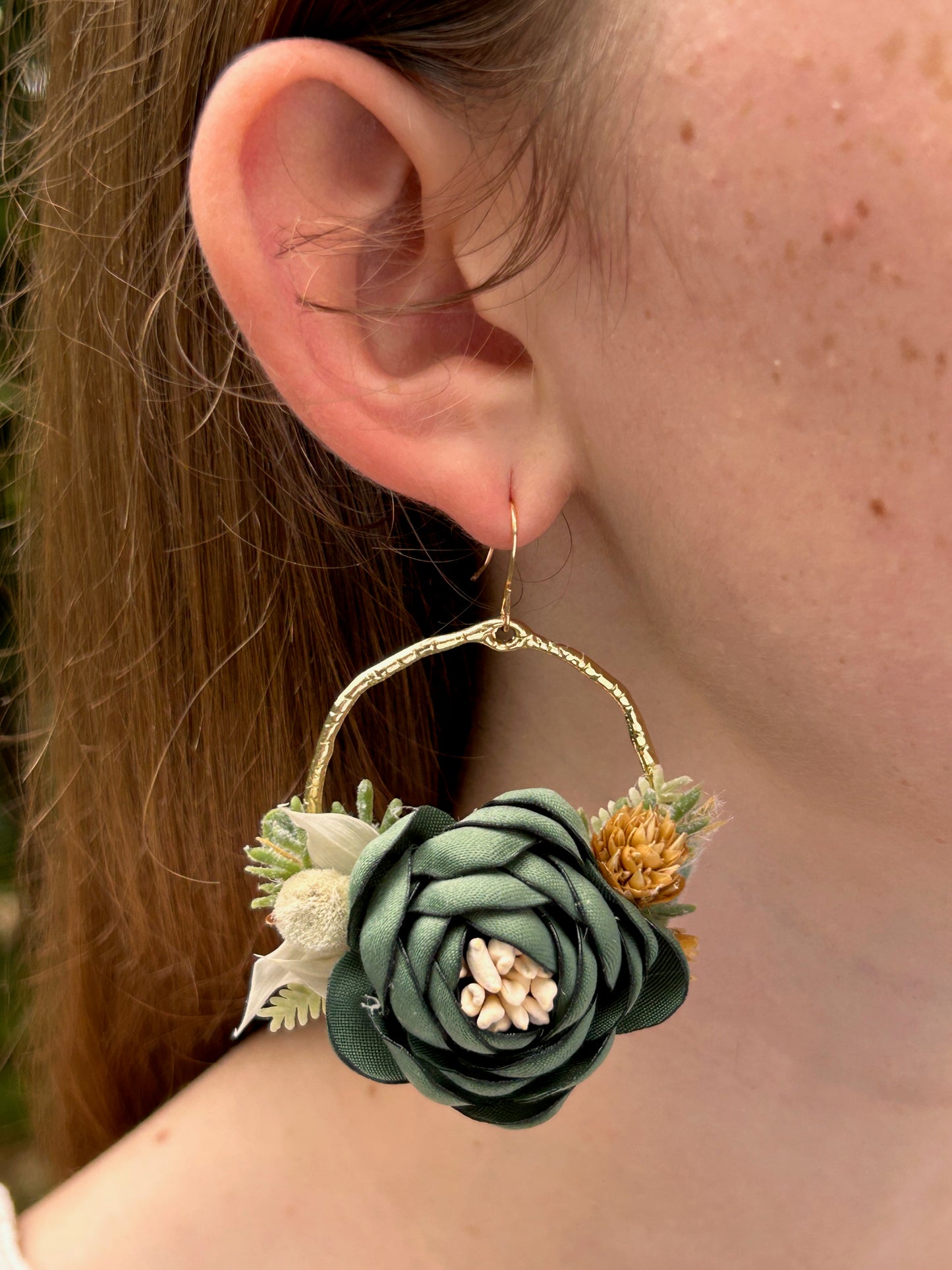 Emerald Green Wildflower Earrings