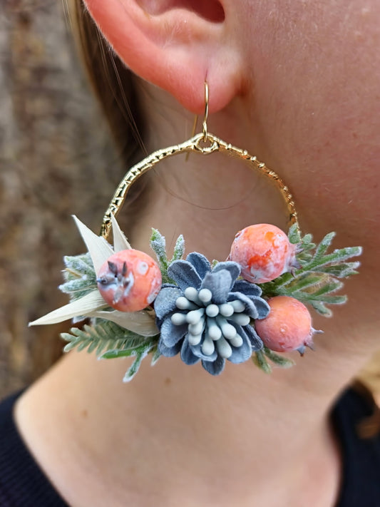 Blue and peach Wildflower Arrangement