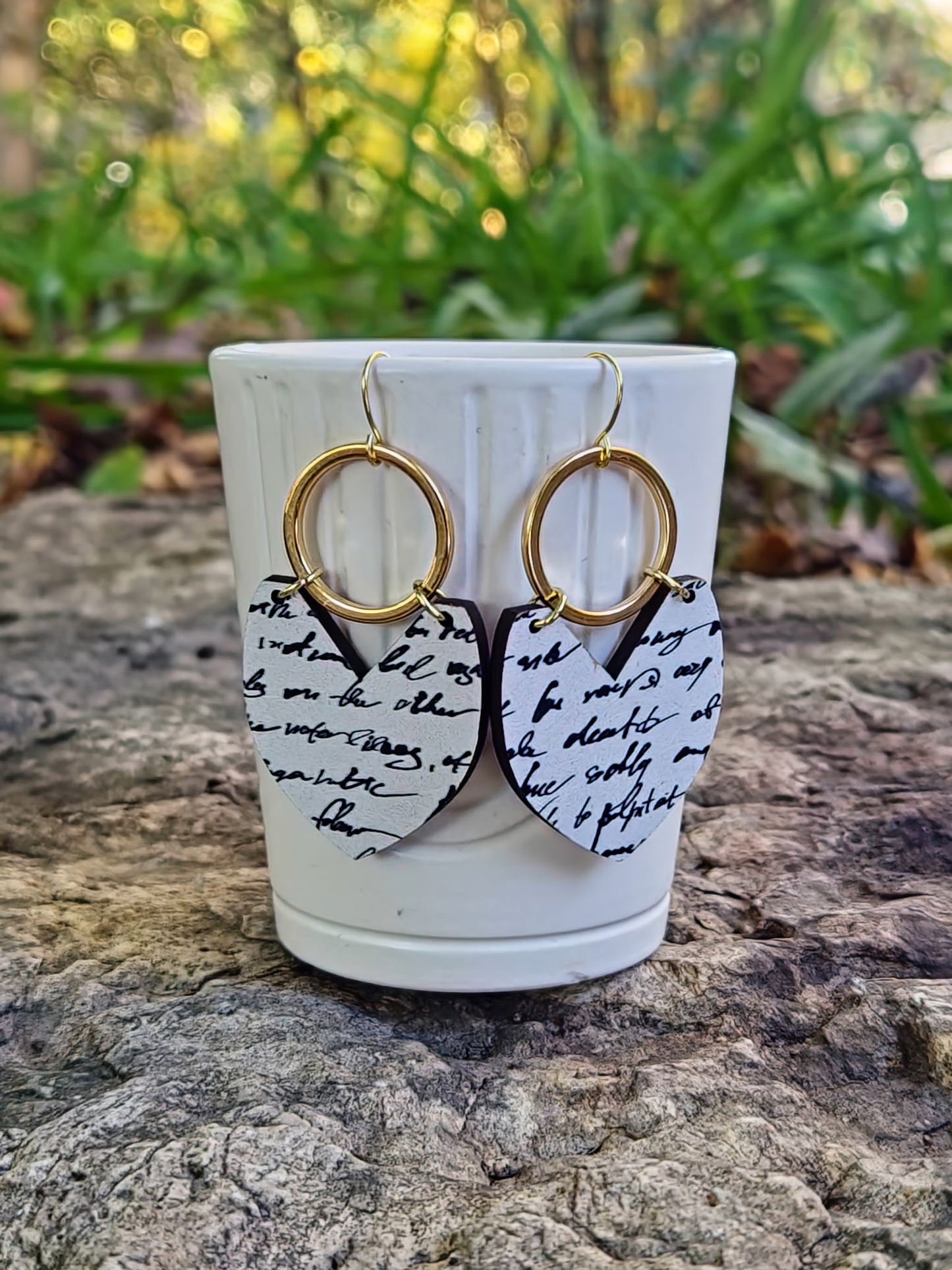 Black and White Script on Wood