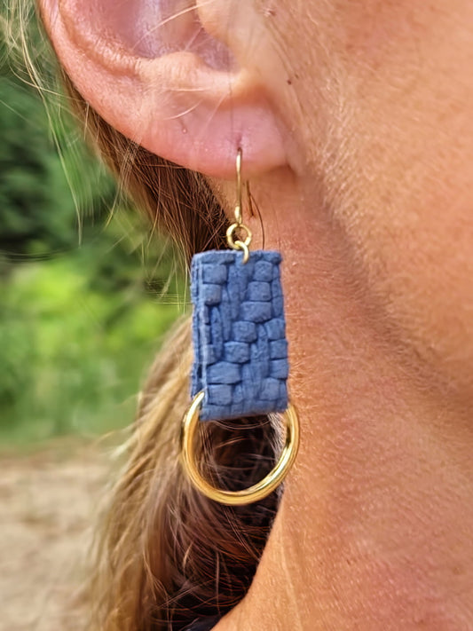 Denim Blue Leather Hoop Wrap