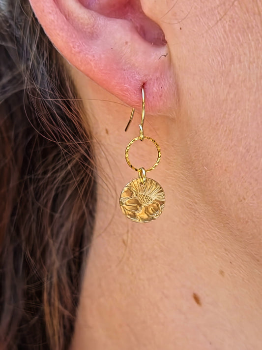 Floral Stamped Gold Circle