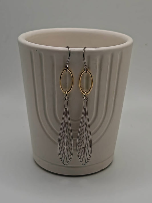 Mixed Metal Art Deco Earrings
