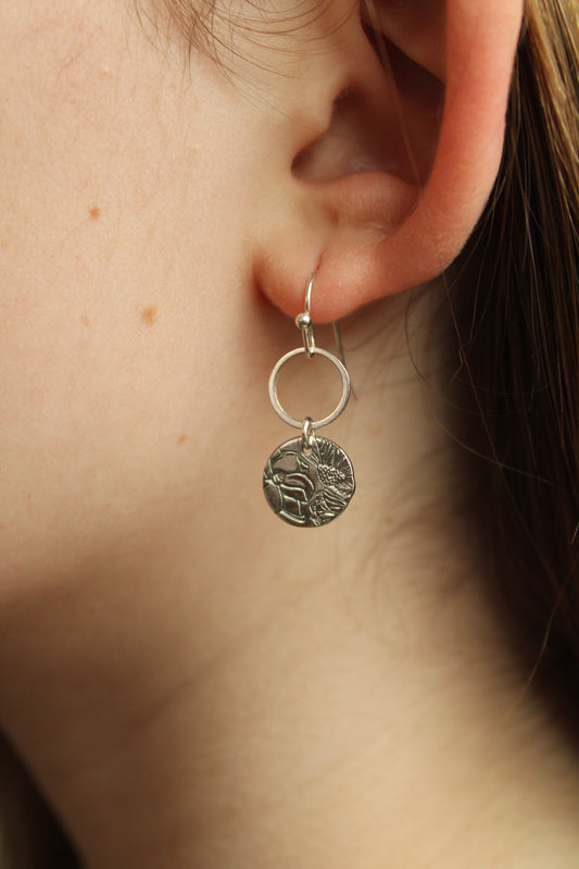 Floral Stamped Silver Disc