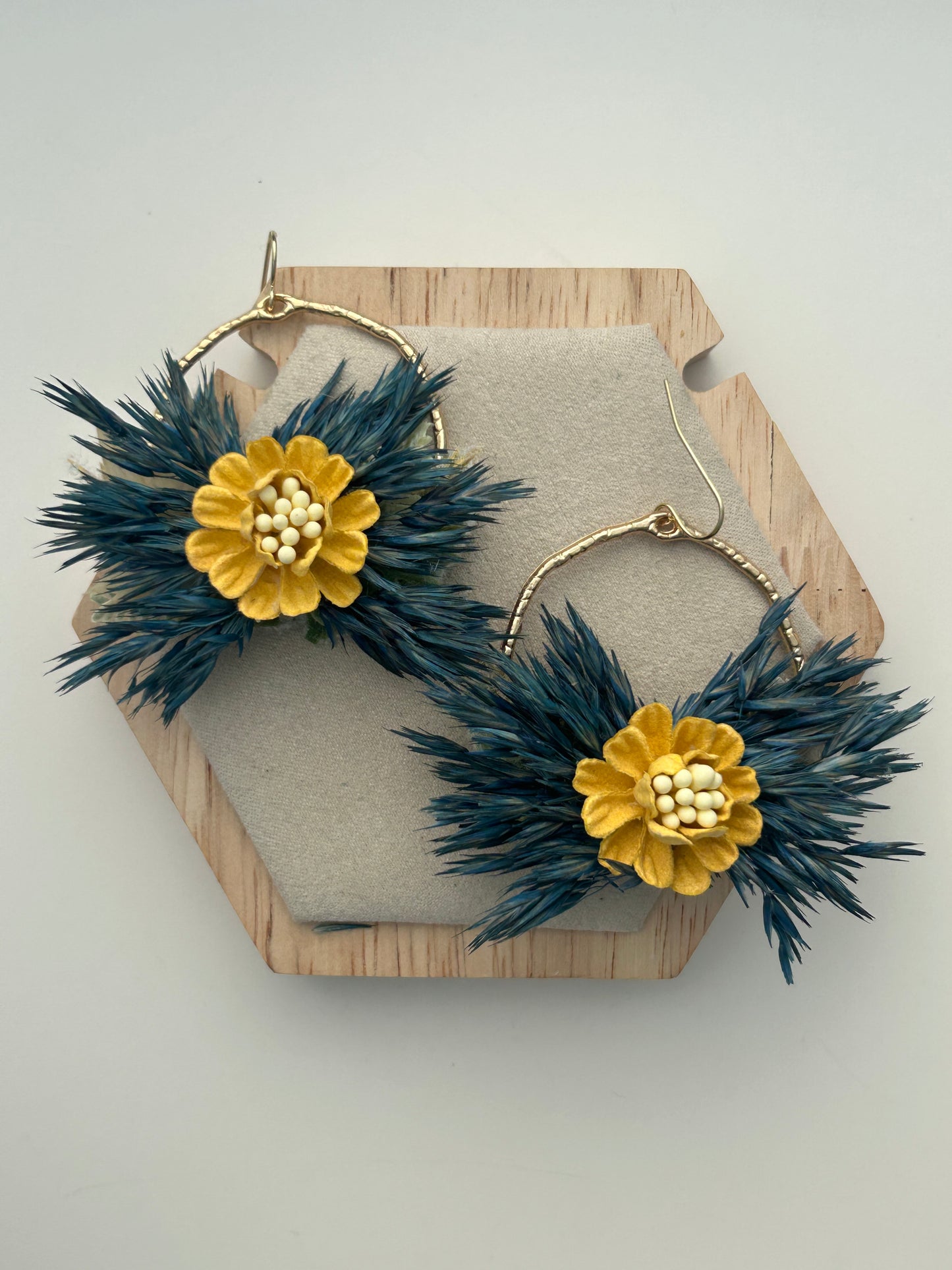 Yellow Flower with Blue Grass Botanical Arrangement