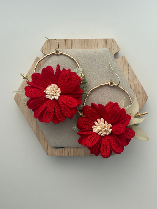 Cherry Red Wildflower Earring