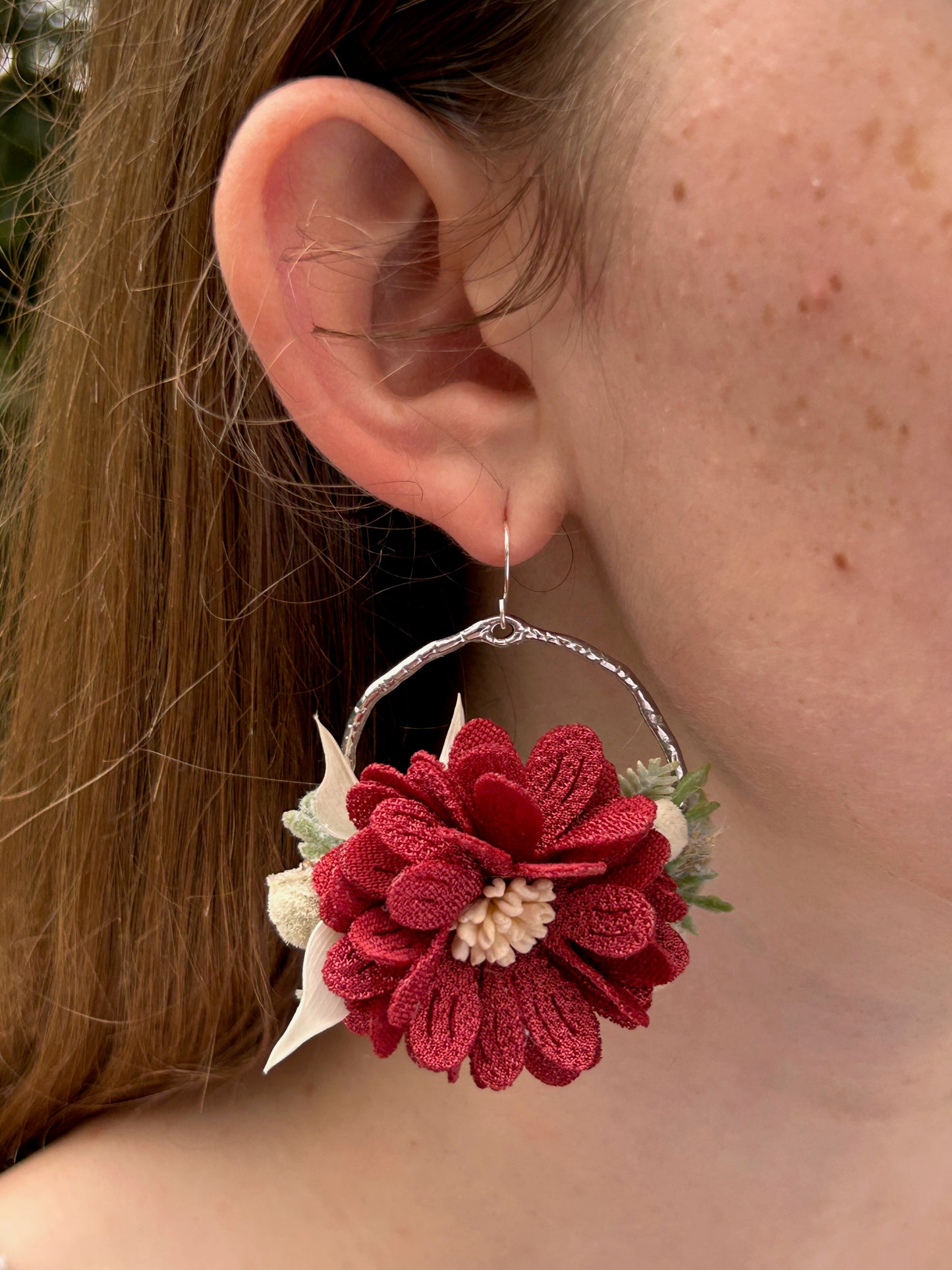 Crimson Red Wildflower Earrings