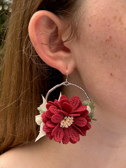 Crimson Red Wildflower Earrings
