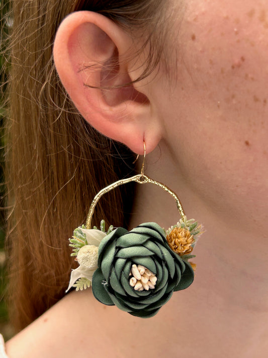 Emerald Green Wildflower Earrings
