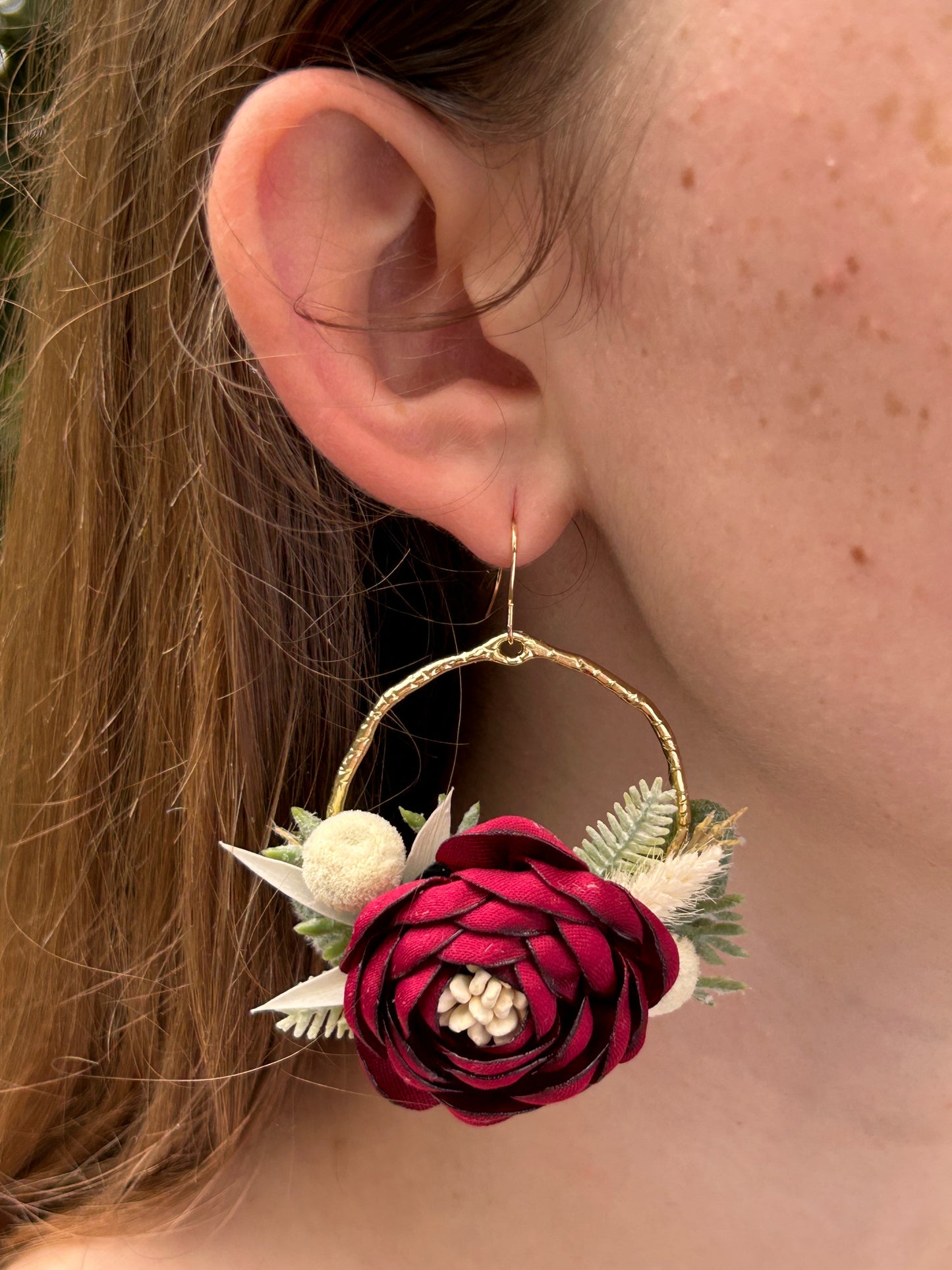 Cherry Red Wildflower Earrings