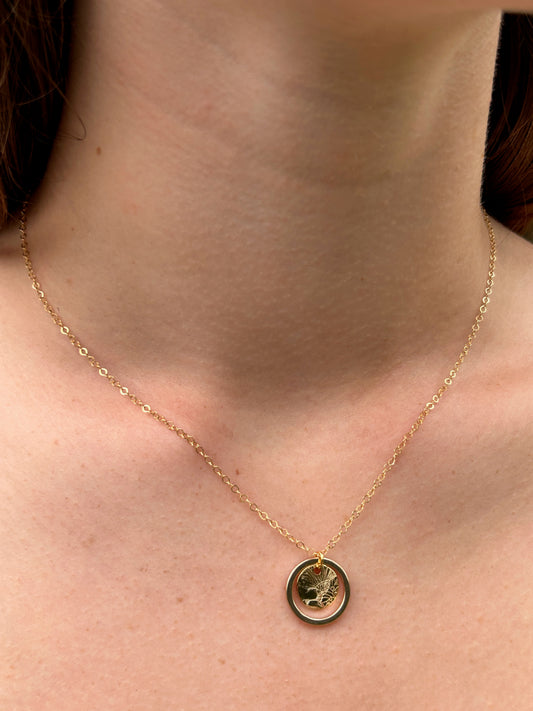 Gold Stamped Circles Pendant Necklace