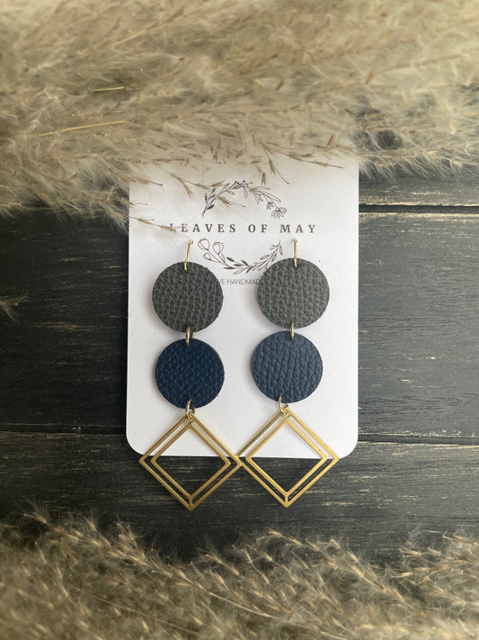 Navy Blue and Slate Gray Leather Circles